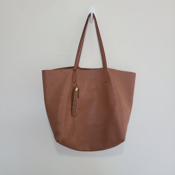 Cuyana Large Classic Easy Tote Shoulder Bag Tan Pebbled Leather Large - Picture 1 of 10